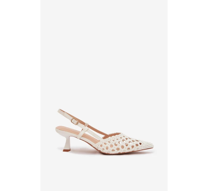 Pletené dámské sandály na podpatku zlaté Selinae