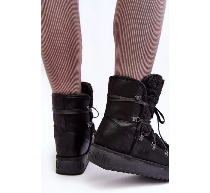 Vodotěsné boty na platformě D.Franklin černý Vodotěsné boty na platformě D.Franklin černý