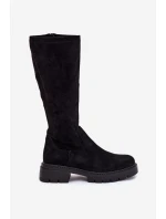 Dámské kozačky z eko-semiše Oceana – černé Dámské kozačky z eko-semiše Oceana – černé