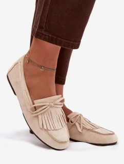 Dámské mokasíny s třásněmi – světle béžové Janelisse