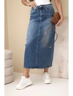 Džínová midi sukně M.Sara s vysokým pasem modrá