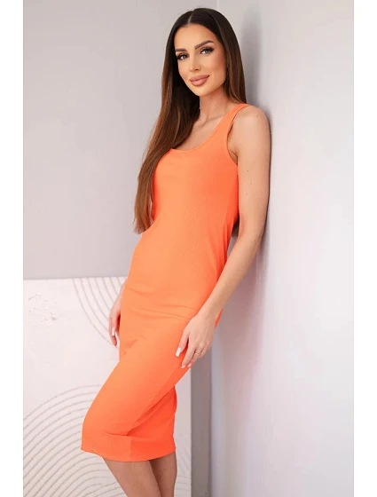Dámské viskózové žebrované šaty na ramínkách oranžová Dámské viskózové žebrované šaty na ramínkách oranžová