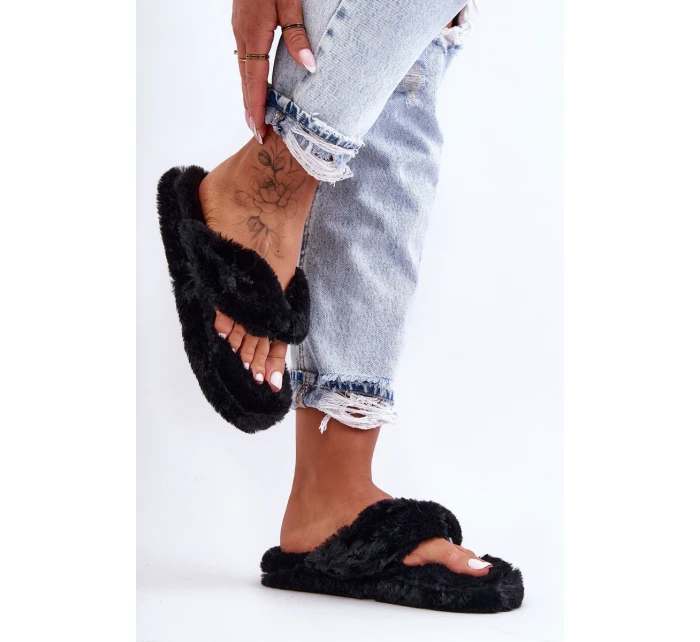 Dámské kožené pantofle Papcie černé Elma Dámské kožené pantofle Papcie černé Elma