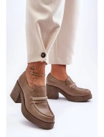 Kůže Polobotky Na Sloupku S Ozdobou Tmavě Béžové model 21630024 - Boto