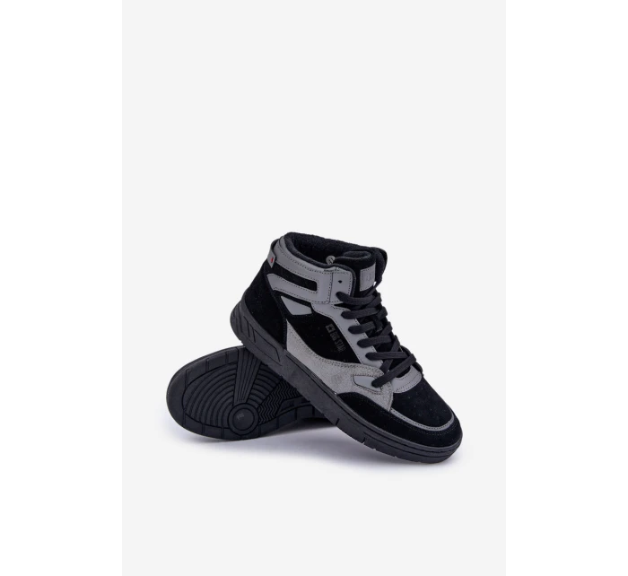 Semišové Pánské Tenisky Big Star OO174303 Hi-Poly System Černo-Šedé