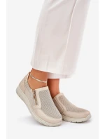Dámské polobotky na platformě se zipem zlaté model 21689124 - EVENTO