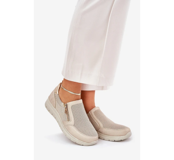 Dámské polobotky na platformě se zipem zlaté model 21689124 - EVENTO
