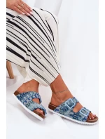 Dámské Pantofle S Přezkami A Leskem S.Barski RB51-006 Modré