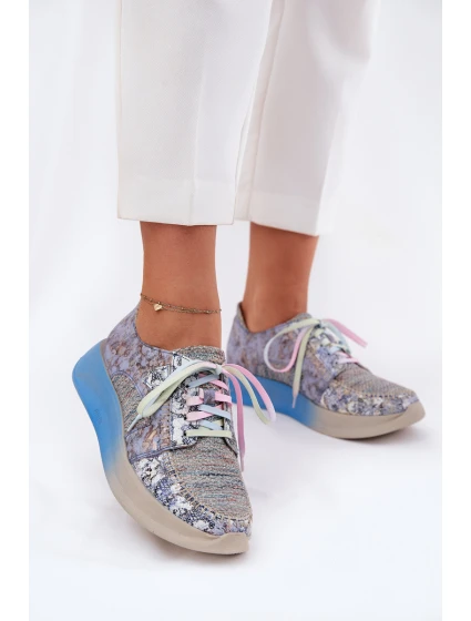 Dámské Kožené Polobotky Sneaker na Platformě Maciejka 06776A-06 Modré