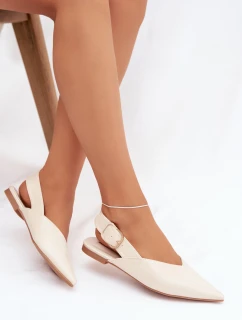 Lakované baleríny s přezkou béžové Rinalle