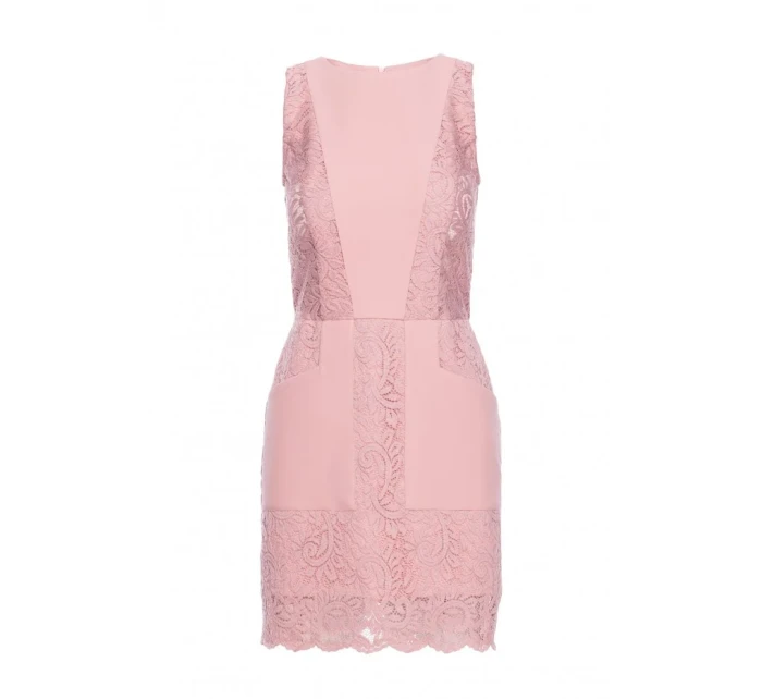 Mini šaty s krajkovými  pudrové model 21136212 - Moe