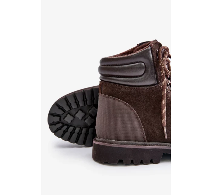 Semišové zateplené kotníkové boty trapery pánské Big Star Hi-Poly System hnědé Semišové zateplené kotníkové boty trapery pánské Big Star Hi-Poly System hnědé