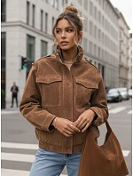 Dámská semišová bunda bomber TY5644  hnědá - FashionStreet