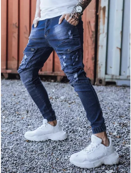 Modré pánské kalhoty FashionStreet UX3286