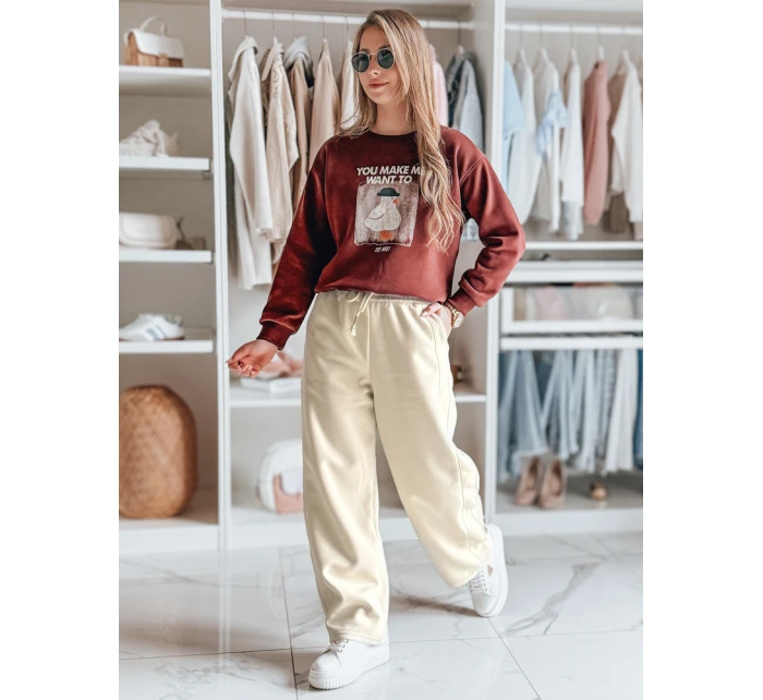 Dámské tepláky se širokými nohavicemi DRESMOOD PREMIUM béžová FashionStreet UY2689