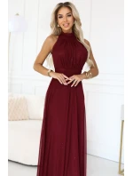dlouhé šaty s  a elegantní  vínová barva model 21417004 - numoco basic