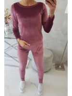 Velurová souprava se model 21753144 na zadní straně tmavě růžová - K-Fashion