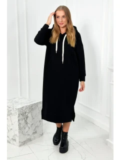 Dlouhé šaty s kapucí černý