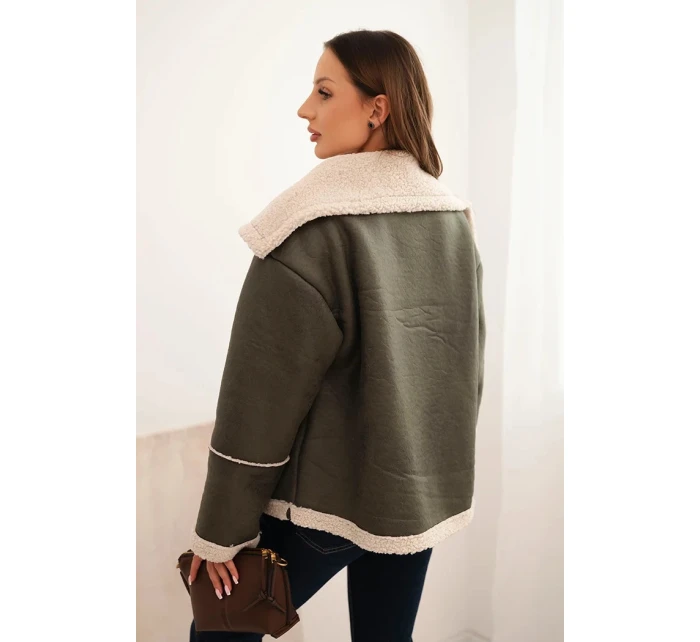 Dámská bunda Plus Size s kapucí a kapsami zateplená model 21441604 camelová - K-Fashion