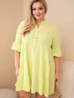 Dámské bavlněné šaty Plus Size s volánky světle zelená
