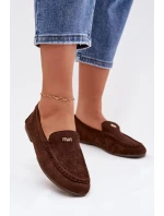 Dámské mokasíny s malým zlatým detailem čokoládové Sarivelle
