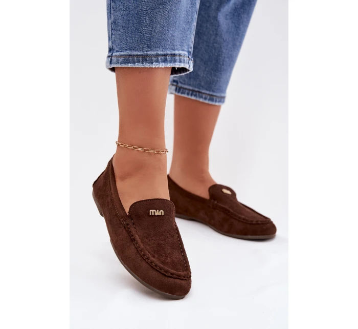 Dámské mokasíny s malým zlatým detailem čokoládové Sarivelle