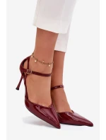 Dámské lakované lodičky s páskem Bordové Tarilin