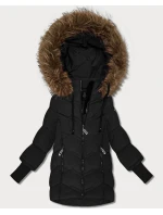 Černá dámská zimní bunda s úpletovými stahovacími lemy Goodlookin (KK60613) Černá dámská zimní bunda s úpletovými stahovacími lemy Goodlookin (KK60613)
