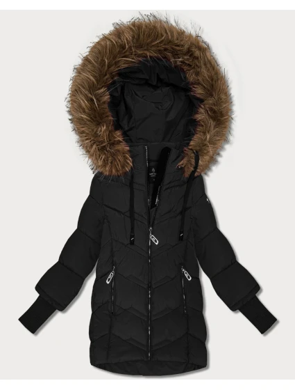 Černá dámská zimní bunda s úpletovými stahovacími lemy Goodlookin (KK60613) Černá dámská zimní bunda s úpletovými stahovacími lemy Goodlookin (KK60613)