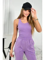 Set 3 v 1 mikina s cvočky + top + kalhoty fialka