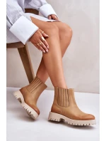 Dámské Botky Na Plochém Podpatku Kožené Lewski 3611 Hnědé