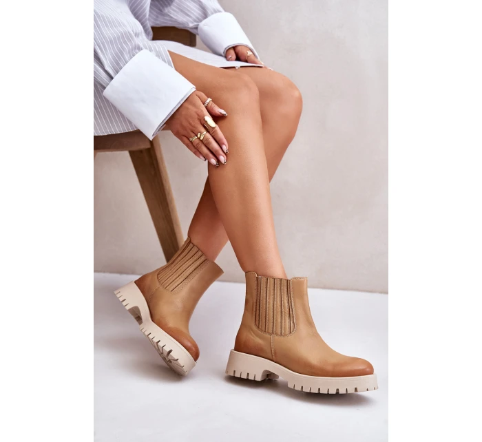 Dámské Botky Na Plochém Podpatku Kožené Lewski 3611 Hnědé