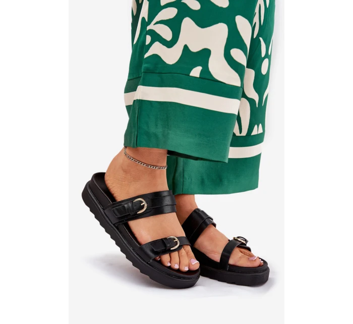 Dámské Pantofle Na Platformě Se Zlatými Černé model 21687853 - Boto Dámské Pantofle Na Platformě Se Zlatými Černé model 21687853 - Boto