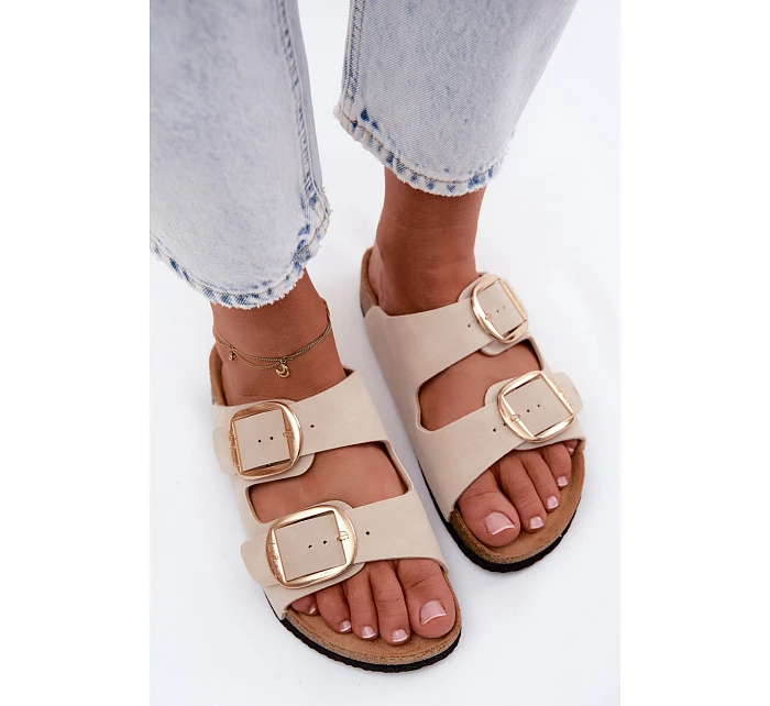 Dámské pantofle s podrážkou a přezkami  Béžové model 22123002 - Lee Cooper