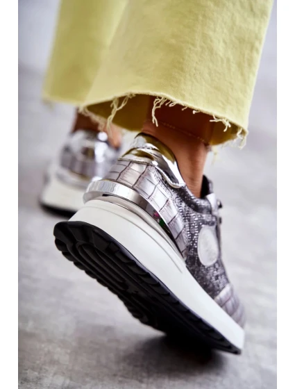 Dámská sportovní obuv na klínku GOE KK2N4083 stříbrne Dámská sportovní obuv na klínku GOE KK2N4083 stříbrne