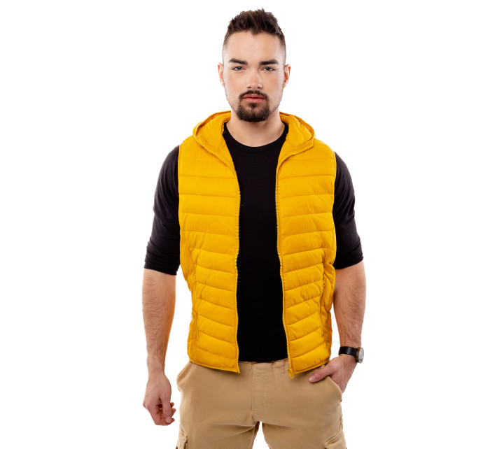 Pánská prošívaná vesta s kapucí GLANO - žlutá
