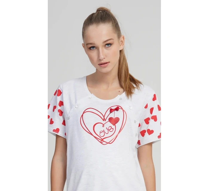 Dámská noční košile mateřská Love Světle šedá s potiskem - Vienetta