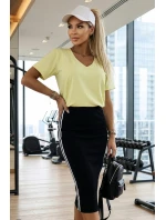 665-1 Dámská bavlněná halenka s výstřihem do V a krátkými rukávy - máslově žlutá