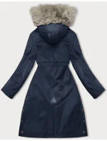Tmavě modrá dámská bunda parka s kožešinou model 21246247 - J.STYLE