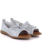 Dámské kožené polobotky s otevřenou špičkou stříbrné barvy Cambell 19388 Dámské kožené polobotky s otevřenou špičkou stříbrné barvy Cambell 19388