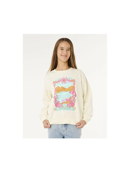 Dívčí mikina RIP CURL Sunshine Squad Crew-Girl, bílá Dívčí mikina RIP CURL Sunshine Squad Crew-Girl, bílá