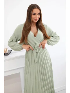 Šaty se  lemem světlá khaki model 21908527 - K-Fashion