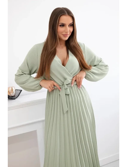 Šaty se  lemem světlá khaki model 21908527 - K-Fashion