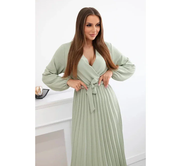 Šaty se  lemem světlá khaki model 21908527 - K-Fashion