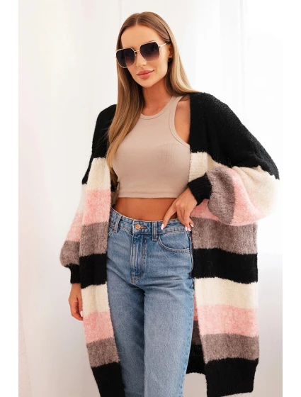 Dámský kardigan s vlnou v  černý model 21264652 - K-Fashion