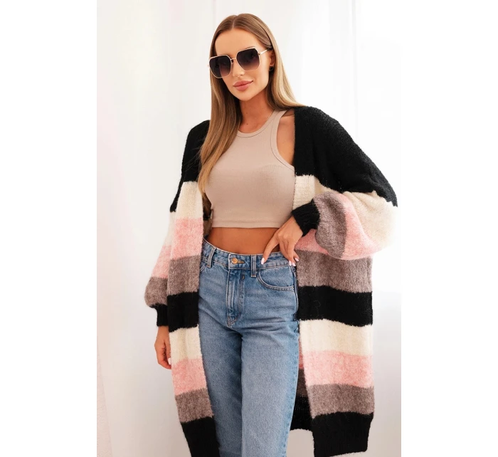 Dámský kardigan s vlnou v  černý model 21264652 - K-Fashion