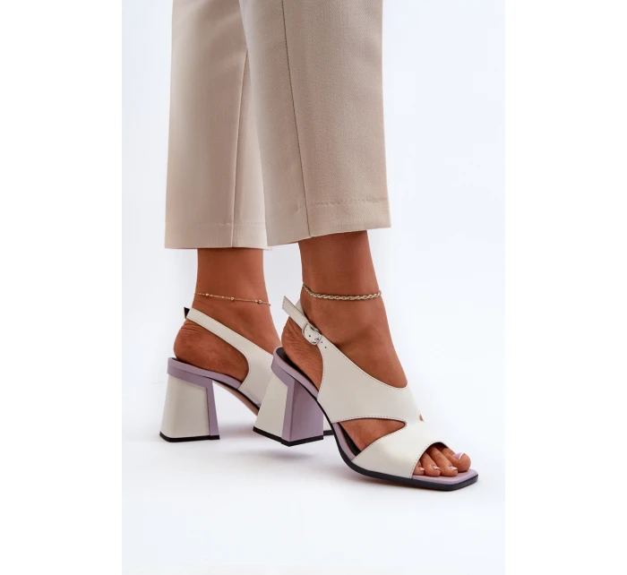 Dámské sandály na podpatku bílé D&A MR38-153