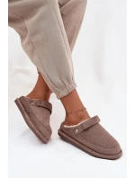 Dámské pantofle s páskem Vyhřívané s kožíškem Tmavě béžové Rilena Dámské pantofle s páskem Vyhřívané s kožíškem Tmavě béžové Rilena