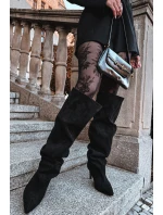 Dámské kozačky na jehlovém podpatku nazouvací černé Mavilla