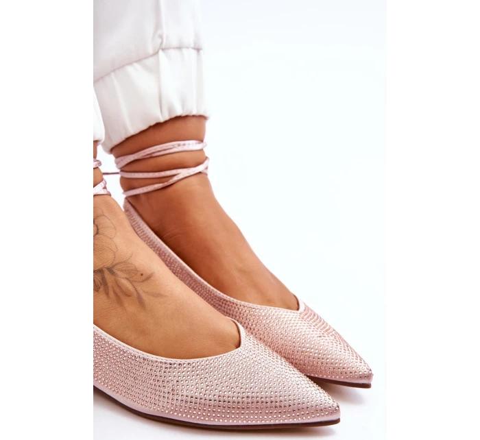 Dámské vázané baleríny s kamínky 6140 Béžová - Diamantique